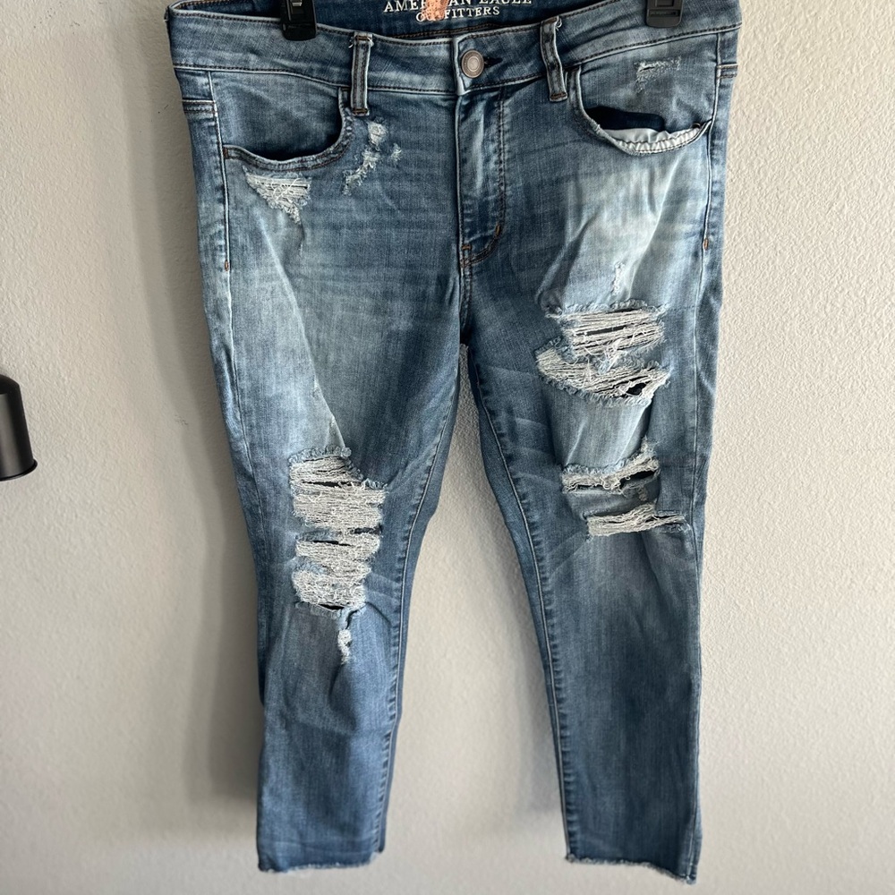 Distressed Blue Jeans
